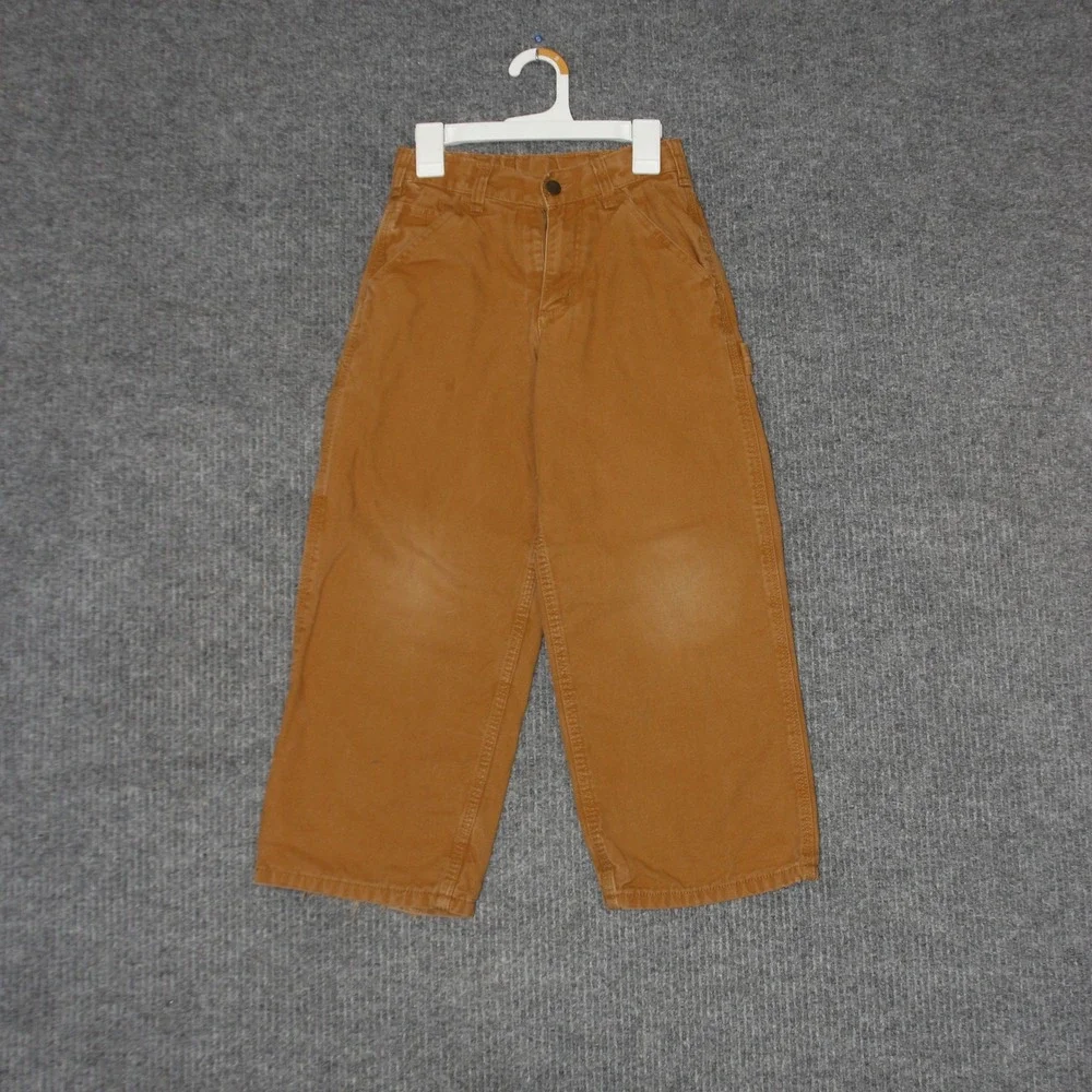 Carhartt‎ Pants Boys 8 Brown Canvas Lined Workwear Utility Outdoor Durable